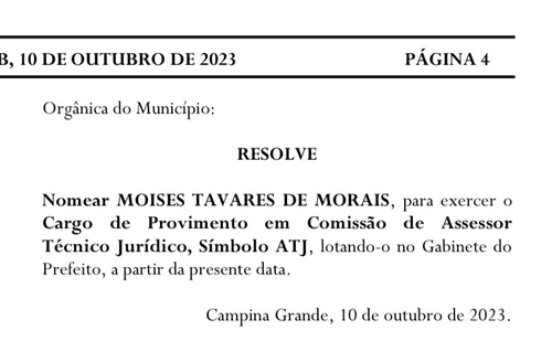 
				
					Sem ‘combinar com os russos’: suplente de vereador é nomeado, mas dispensa cargo na PMCG
				
				