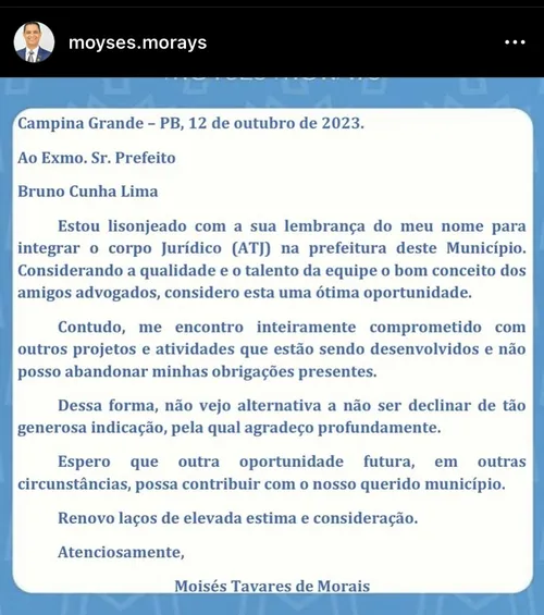 
				
					Sem ‘combinar com os russos’: suplente de vereador é nomeado, mas dispensa cargo na PMCG
				
				