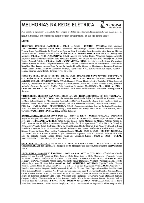 
				
					EDITAL DA ENERGISA - DESLIGAMENTO PROGRAMADO 19 - 25/11
				
				