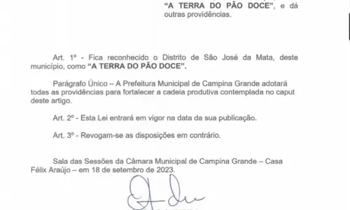 
                                        
                                            Câmara aprova projeto que reconhece Distrito de Campina Grande como a 'terra do pão doce'
                                        
                                        