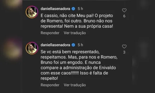 
				
					Daniella responde às declarações de Cássio sobre unidade em Campina Grande
				
				