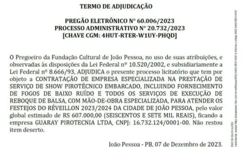 
				
					Vereadores não fecham consenso sobre projeto para proibir fogos barulhentos em João Pessoa
				
				