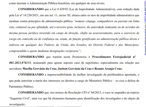 
				
					Prefeito nomeia filhos para Secretarias e MP instaura inquérito para apurar nepotismo
				
				