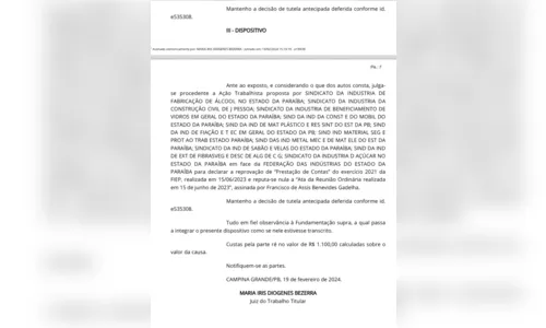 
				
					Justiça anula ata e declara reprovação das contas de 2021 de Buega Gadelha na Fiep
				
				