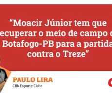 Botafogo-PB: Paulo Lira analisa que Moacir Júnior tem que recuperar o meio de campo da equipe