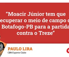 Botafogo-PB: Paulo Lira analisa que Moacir Júnior tem que recuperar o meio de campo da equipe