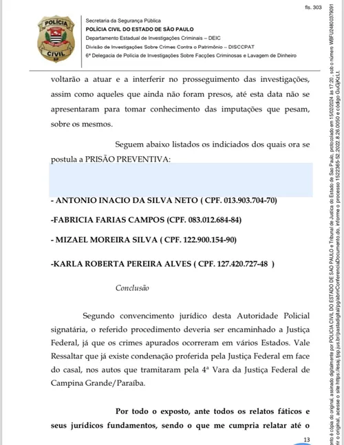 
				
					Caso Braiscompany: PC de São Paulo pede novas prisões e inquérito é remetido para a Paraíba
				
				