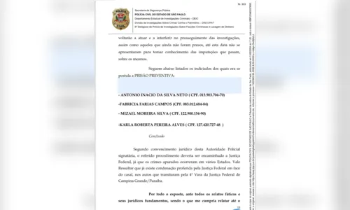 
				
					Caso Braiscompany: PC de São Paulo pede novas prisões e inquérito é remetido para a Paraíba
				
				